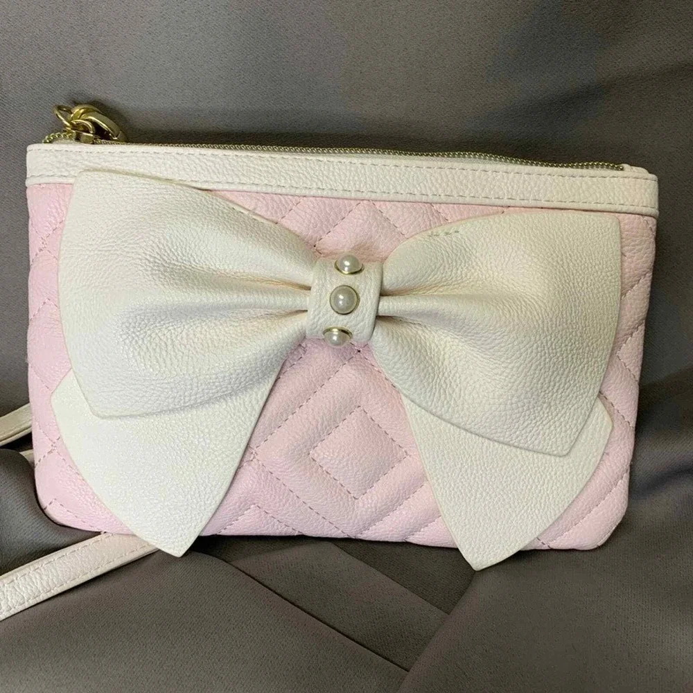 Betsy Johnson Zanza Faux Leather QuiltedCrossbody/Wristlet Purse